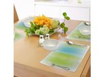 Abakuhaus Tovagliette Moderne, Trama A Strisce Digitali, Linee Verticali Infinite, Fasce Tecniche Lunghe E Strette, Tiscjdeco In Tessuto Resistente Al Lavaggio Per La Sala Da Pranzo E La Cucina, Verde Blu