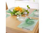 Abakuhaus Tovagliette Spiers, Una Curva Si Avvolge Attorno A Un Motivo Fisso Spirali In Continuo Aumento Stampa Con Figure Computerizzate, Tiscjdeco In Tessuto Resistente Al Colore Per La Sala Da Pranzo E La Cucina, Verde