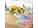Abakuhaus Tovagliette Con Motivo A Pois, Pois In Moderno Design Patchwork Stampa Asilo Sala Giochi Bambini Sprinkles, Tiscjdeco In Tessuto Resistente Al Lavaggio Per La Sala Da Pranzo E La Cucina, Verde Rosa Blu