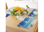 Abakuhaus Tovagliette Con Conchiglie, Conchiglie E Perle Su Spiaggia Sabbiosa Oceano Tropicale Il Fascino Costiero Più Sognante, Tiscjdeco In Tessuto Resistente Al Colore Per La Sala Da Pranzo E La Cucina, Turchese Crema