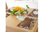 Abakuhaus Tovagliette Con Conchiglie, Seashells Ancoraggio-Stella Marina Su Sfondo In Legno-Elemento Marino-Tema Marino, Tiscjdeco In Tessuto Resistente Al Lavaggio Per La Sala Da Pranzo E La Cucina, Bianco Marrone Blu