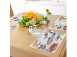 Abakuhaus Tovagliette Con Motivi Marini, Illustrazione Di Frutti Di Mare Con Gamberetti, Vongole, Pesci E Granchi Con Effetto Acquerello, Decorazioni Da Tavola In Tessuto Resistente Al Lavaggio Per La Sala Da Pranzo E La Cucina, Senape