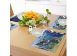Tovagliette Abakuhaus Con Motivi Marini, Giocosi Leoni Marini Della California Che Nuotano Nelle Acque Cristalline Tema Marino, Tiscjdeco In Tessuto Resistente Ai Colori Per La Sala Da Pranzo E La Cucina, Blu Navy