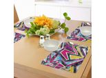 Tovagliette Abakuhaus Diamant, Motivi Digitali Con Effetti Diagonali In Stile Pop Art, Tiscjdeco In Tessuto Resistente Al Lavaggio Per La Sala Da Pranzo E La Cucina, Giallo Verde Rosa