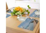 Abakuhaus Tovagliette Paesaggio, Vecchio Ponte Di Legno Sul Mare Blu Presso Koh Kood Trat Thailandia Paesaggio Esotico Da Spiaggia, Tiscjdeco In Tessuto Resistente Al Colore Per La Sala Da Pranzo E La Cucina, Marrone Blu