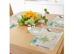 Abakuhaus Tovagliette Colibrì, Colibrì E Fiori Tropicali Stile Estivo, Piante Esotiche Stilizzate, Tipo Naturale, Decorazioni Da Tavola In Tessuto Resistente Al Lavaggio Per La Sala Da Pranzo E La Cucina, Giallo Verde Acqua