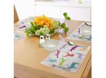 Abakuhaus Tovagliette Con Corna Di Cervo, Collezione Di Silhouette Cervi Che Saltano, Corrono E Stanno In Piedi Wilderness Nature, Tiscjdeco In Tessuto Resistente Al Lavaggio Per La Sala Da Pranzo E La Cucina, Verde Acqua