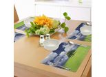 Tovagliette Abakuhaus Natur, Singolo Albero Secolare Su Ampio Prato, Nuvole Soffici, Giornata Estiva Soleggiata, Stampa Cloudscape, Tiscjdeco In Tessuto Resistente Al Lavaggio Per Sala Da Pranzo E Cucina, Verde Blu