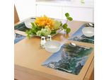 Tovagliette Naturali Abakuhaus, Autumn Landscape Con Alberi E Montagne Sbiaditi Puro Riflesso Nella Foto Da Sogno Sull'acqua, Tiscjdeco In Tessuto Resistente Al Colore Per La Sala Da Pranzo E La Cucina, Verde Grigio