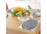 Tovagliette Abakuhaus Spiers, Stampa Digitale Con Motivo Ipnotico, Design Focalizzato, Turbolenza, Cerchio, Cosmo, Concetto, Computer, Tiscjdeco In Tessuto Resistente Al Lavaggio Per Sala Da Pranzo E Cucina, Nero Grigio