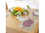 Tovagliette Abakuhaus Boho, Vintage Dahlia Flower Con Sfondo Grunge Opaco, Motivo Bohemien, Tiscjdeco In Tessuto Resistente Al Lavaggio Per Sala Da Pranzo E Cucina, Viola Cachi