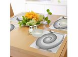 Tovagliette Abakuhaus Spiers, Curva Di Misura A Spirale Che Ruota Attorno A Un Asse Parallelo Al Disegno Centrale Dell'anello, Tiscjdeco In Tessuto Resistente Al Lavaggio Per La Sala Da Pranzo E La Cucina, Nero