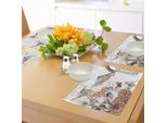 Tovagliette Abakuhaus Kolibri, Grafica In Stile Vendemmia Con Uccelli E Farfalle Su Sfondo Ornamentale Floreale, Tiscjdeco In Tessuto Resistente Al Lavaggio Per Sala Da Pranzo E Cucina, Marrone Chiaro