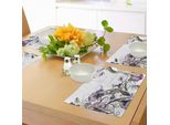 Tovagliette Abakuhaus Con Motivo Colibrì, Fiori, Uccellino E Motivi Classici, Linee Sinuose, Ornamenti Artistici, Tiscjdeco In Tessuto Resistente Al Lavaggio Per Sala Da Pranzo E Cucina, Viola E Nero