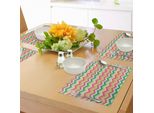 Tovagliette Abakuhaus Chevron, Motivo Vintage Stile Anni '60 Con Foglie In Stile Funk, Tiscjdeco In Tessuto Resistente Al Lavaggio Per Sala Da Pranzo E Cucina, Multicolore