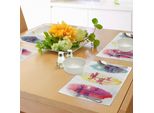 Abakuhaus Tovagliette Tropicali, Palme, Uccelli, Gabbiani, Silhouette, Tavole Da Surf, Paesaggio Marino, Decorazioni Da Tavola In Tessuto Resistente Al Lavaggio Per La Sala Da Pranzo E La Cucina, Giallo Chiaro, Fucsia, Viola.