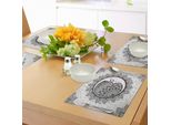 Abakuhaus Tovagliette Mistiche, Ornate Con Luna Crescente, Stelle E Mandala Asiatico Orientale Spirituale, Tiscjdeco In Tessuto Resistente Al Lavaggio Per Sala Da Pranzo E Cucina, Bianco Beige Nero
