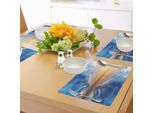Tovagliette Abakuhaus Natur, Sfondo Con Cielo Da Sogno E Nuvole Che Si Dissolvono Sul Retro, Concetto Di Tranquillità Estiva, Decorazione Da Tavola In Tessuto Resistente Al Lavaggio Per La Sala Da Pranzo E La Cucina, Arancione E Blu