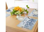 Tovagliette Abakuhaus Con Gabbiani, Gabbiani In Volo Sopra La Costa Rocciosa E Le Onde Che Si Infrangono, Disegno Stilizzato, Tiscjdeco In Tessuto Resistente Al Lavaggio Per La Sala Da Pranzo E La Cucina, Bianco E Blu