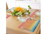 Tovagliette Abakuhaus Con Motivo Tropical Island Sunset, Con Immagine Di Sole, Mare, Palme E Uccelli In Volo, Tiscjdeco In Tessuto Resistente Al Lavaggio Per Sala Da Pranzo E Cucina, Multicolore