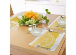 Abakuhaus Tovagliette Gialle, Motivo Mandala Artwork Stampa Geometrica Floreale Di Ispirazione Etnica Orientale, Tiscjdeco In Tessuto Resistente Al Lavaggio Per La Sala Da Pranzo E La Cucina, Giallo Bianco