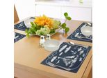 Abakuhaus Tovagliette Blu Navy, Elementi Grunge Stampati A Mano A Tema Marino, Collezione Marine Underwater Yacht Cruise, Tiscjdeco In Tessuto Resistente Al Lavaggio Per La Sala Da Pranzo E La Cucina, Bianco