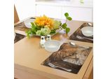 Abakuhaus Tovagliette Antiche, Antico Corridoio Del Tempio Con Scultura Sulla Parete Ad Angkor Thom A Siem Reap, Cambogia, Tiscjdeco In Tessuto Resistente Al Colore Per La Sala Da Pranzo E La Cucina, Beige