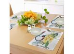 Abakuhaus Tovagliette Con Animali Tropicali, Tucano Con Fiori Esotici Di Ibisco E Orchidea E Foglie Di Palma, Tiscjdeco In Tessuto Resistente Al Lavaggio Per La Sala Da Pranzo E La Cucina, Multicolore