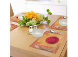 Abakuhaus Tovagliette Giapponesi, Guerrieri Ninja Al Tramonto Tra Templi Con Tema Floreale, Decorazioni Da Tavola In Tessuto Resistente Al Lavaggio Per La Sala Da Pranzo E La Cucina, Senape E Viola