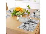 Abakuhaus Tovagliette Ying Yang, Simbolo Yin Yang Grunge Spezzato Su Grafica Murale Union Asian Zen, Tiscjdeco In Tessuto Resistente Al Lavaggio Per Sala Da Pranzo E Cucina, Grigio Antracite