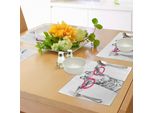 Abakuhaus Tovagliette Divertenti, Simpatici Animali Hippie In Stile Retrò, Moda, Vetro Rotondo, Estate, Amore, Disegnate A Mano, Tiscjdeco In Tessuto Resistente Al Lavaggio Per La Sala Da Pranzo E La Cucina, Bianco Rosa