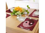 Abakuhaus Tovagliette Ying Yang, Design Grafico Astratto Yin Yang Circle Motivo Bianco E Nero Cosmo Ed Energia, Tiscjdeco In Tessuto Resistente Al Lavaggio Per La Sala Da Pranzo E La Cucina, Rosso