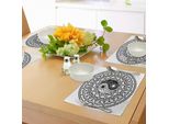 Tovagliette Abakuhaus Ying Yang, Simbolo Ornamentale Con Motivi Floreali In Stile Pizzo, Stampa Orientale Ispiratrice, Decorazione Da Tavola In Tessuto Resistente Al Lavaggio Per La Sala Da Pranzo E La Cucina, Bianco E Nero