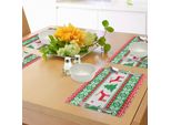 Tovagliette Natalizie Abakuhaus, Stile Maglia Con Renna, Stella E Fiocco Di Neve, Tema Natalizio In Famiglia, Decorazioni Da Tavola In Tessuto Resistente Al Lavaggio Per Sala Da Pranzo E Cucina, Bianco, Verde, Rosso