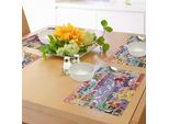 Tovagliette Abakuhaus Grunge, Grafica Grunge Con Strati Di Vecchi Manifesti Pubblicitari Strappati, Stampa Artistica Moderna, Decorazione Da Tavola In Tessuto Resistente Ai Colori Per La Sala Da Pranzo E La Cucina, Giallo Blu
