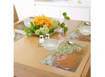 Tovagliette Abakuhaus Grunge, Fiori E Foglie Pittura Vintage Su Sfondo Sfocato Carta Stampa Artistica Floreale, Tiscjdeco In Tessuto Resistente Al Colore Per La Sala Da Pranzo E La Cucina, Verde Senape