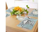 Tovagliette Abakuhaus Grunge, Teschi E Fiori, Giorno Dei Morti, Festa Tradizionale Messicana, Arte Simbolica, Tiscjdeco In Tessuto Resistente Ai Colori Per La Sala Da Pranzo E La Cucina, Turchese Bianco
