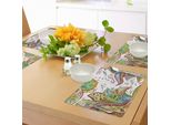 Tovagliette Abakuhaus Grunge, Motivo Con Foglie, Fiori E Cuori In Stile Giardino Astratto, Stampa Artistica, Decorazione Da Tavola In Tessuto Resistente Al Lavaggio Per Sala Da Pranzo E Cucina, Arancione E Verde.