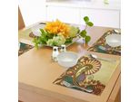 Tovagliette Abakuhaus Grunge, Motivo Floreale E Foglie Paisley Con Effetti Etnici Zen Floral Mandala Orientali, Tiscjdeco In Tessuto Resistente Al Lavaggio Per Sala Da Pranzo E Cucina, Multicolore