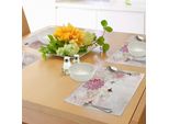 Tovagliette Abakuhaus Grunge, Composizione Primaverile Con Fiori Rosa Baby E Foglie, Stampa Vintage Con Fiori E Farfalle, Decorazione Da Tavola In Tessuto Resistente Al Lavaggio Per Sala Da Pranzo E Cucina, Rosa Crema