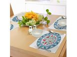 Tovagliette Abakuhaus Tulipano, Stampa Storica Tradizionale Medievale Turca Con Elaborati Fiori Di Tulipano Rotondi, Tessuto Lavabile E Resistente Al Lavaggio Per Sala Da Pranzo E Cucina, Bianco Verde Acqua Rosso