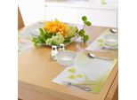 Tovagliette Abakuhaus Tulipano, Sfondo Acquerellato Con Delicati Effetti Pastello, Presagio Della Primavera, Tiscjdeco In Tessuto Resistente Al Lavaggio Per La Sala Da Pranzo E La Cucina, Beige Verde