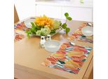 Abakuhaus Tovagliette Tulipano, Splendido Giardino Fiorito Di Tulipani Con Petali Dai Colori Vivaci E Infiniti, Illustrazione Ecologica, Tiscjdeco In Tessuto Resistente Al Lavaggio Per La Sala Da Pranzo E La Cucina, Arancione