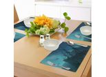Abakuhaus Tovagliette Nautiche, Delfini Naufragio Relitto Nave Affondata Mistero Tesoro, Tiscjdeco In Tessuto Resistente Ai Colori Per La Sala Da Pranzo E La Cucina, Blu Grigio Azzurro Verde Acqua