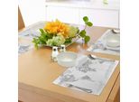 Tovagliette Abakuhaus Grigie, Mappa Dettagliata Del Mondo Con Tutti I Paesi, Le Principali Capitali, I Continenti Terrestri, Tiscjdeco In Tessuto Resistente Al Lavaggio Per La Sala Da Pranzo E La Cucina, Bianco Grigio