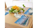 Abakuhaus Tovagliette Paesaggio, Vista Panoramica Dal Golden Gate Bridge Di San Francisco - Costa - Natura - Vista Mare, Tiscjdeco In Tessuto Resistente Al Lavaggio Per Sala Da Pranzo E Cucina, Blu Turchese