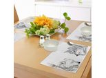 Abakuhaus Tovagliette Abbozzate, Due Ritratti Di Lupi Che Dormono Caccia Animali Carnivori Natura Tema Fauna Selvatica, Tiscjdeco In Tessuto Resistente Al Colore Per La Sala Da Pranzo E La Cucina, Arancione Beige Grigio
