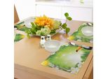Abakuhaus Tovagliette Con Animali Tropicali, Uccelli Tucani Con Macro Piante Esotiche Dai Colori Freschi Design Naturale, Tiscjdeco In Tessuto Resistente Al Lavaggio Per La Sala Da Pranzo E La Cucina, Giallo Verde