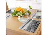 Abakuhaus Tovagliette Bianche E Nere, Rocce Nell'acqua Sulla Riva Del Lago - Autunno - Isolamento - Tranquillità - Ambiente, Tiscjdeco In Tessuto Resistente Al Colore Per La Sala Da Pranzo E La Cucina, Bianco Nero