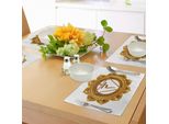 Tovagliette Abakuhaus Chakra, Simbolo Chakra Fiore Arrotondato Design Originale Forza Spirituale Dell'immagine Della Forza Vitale, Tiscjdeco In Tessuto Resistente Al Colore Per La Sala Da Pranzo E La Cucina, Marrone Giallo
